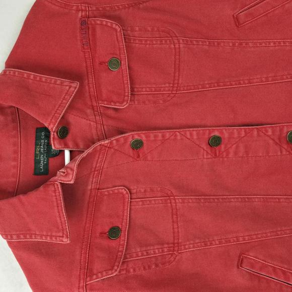 Ralph Lauren Denim Jacket Red Vintage Size L Womens - Picture 2 of 12